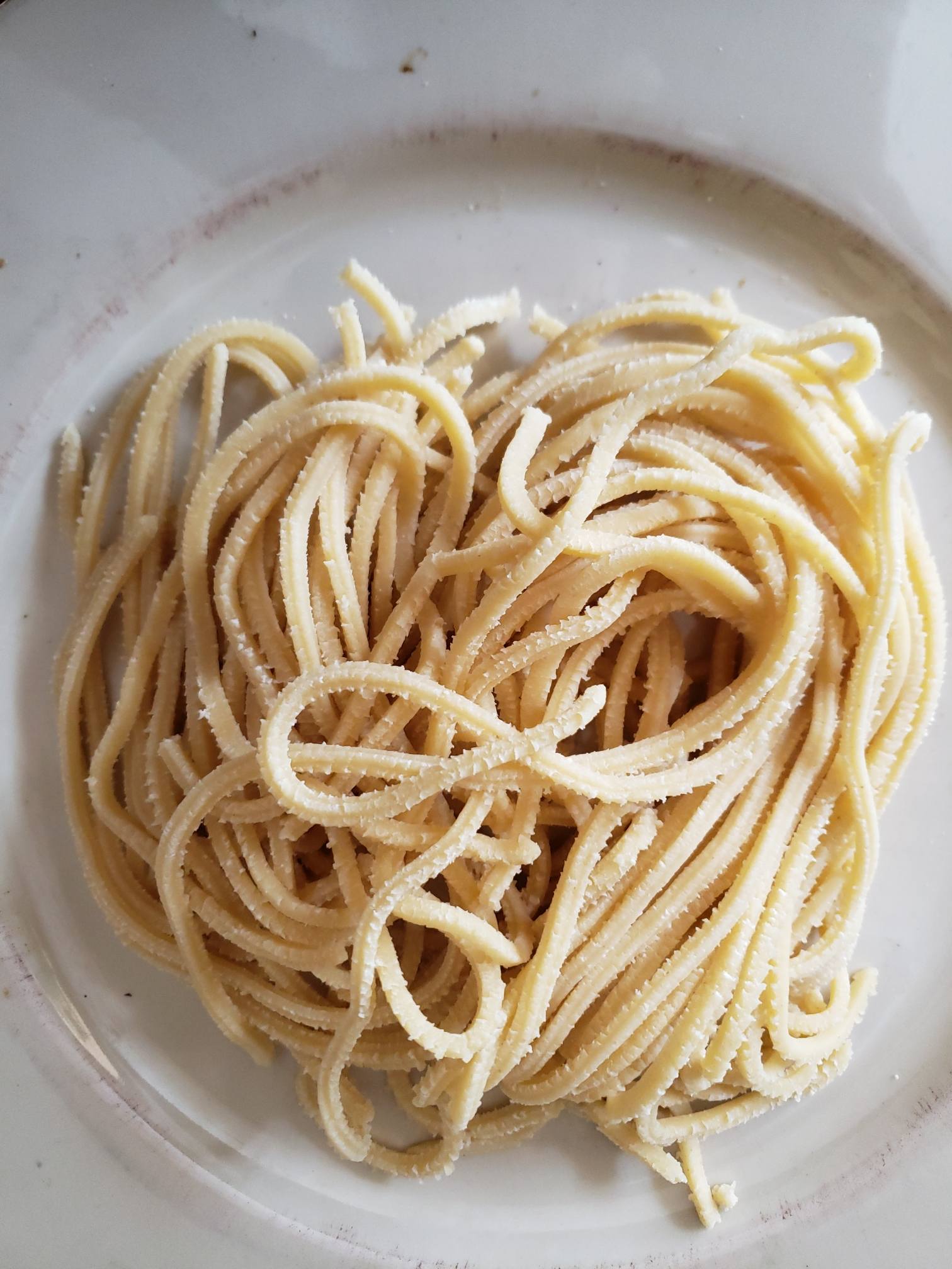 a plate of raw sourdough pasta